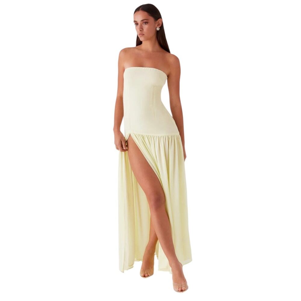 Peppermayo yellow Eden strapless maxi dress drop waist new with tag size 8